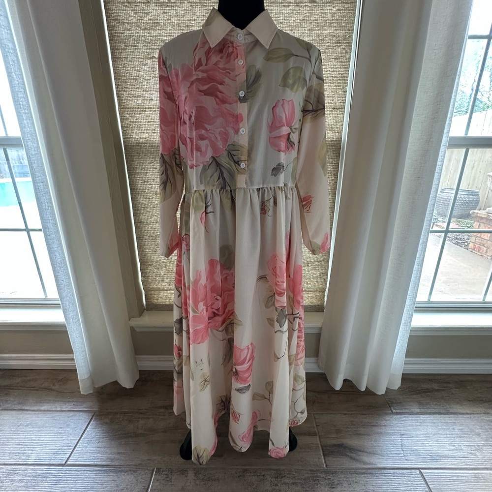 Floral Pink and White Women's Dress